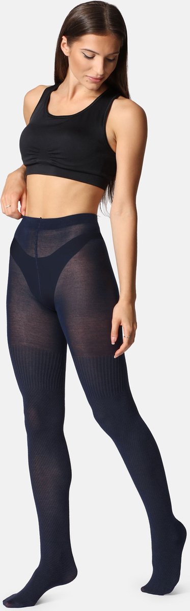 Bellivalini Dames Panty - 100 DEN - Medium gloss - Katoen - BLV-GI-1116 - Donkerblauw - L (4061692538802)