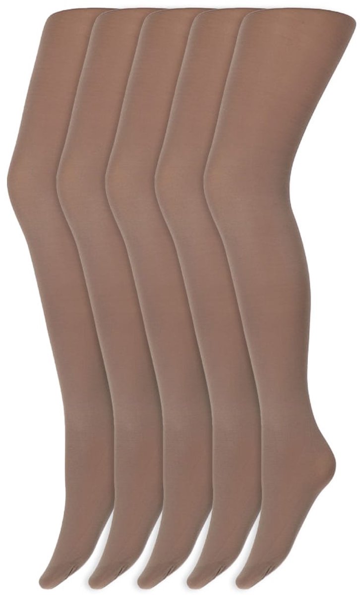 Gekleurde panty's | Micro | 60 Denier | Merk: Marianne | Maat: S t/m XXL | Kleur: Fossil | 5 Paar (6153632062039)