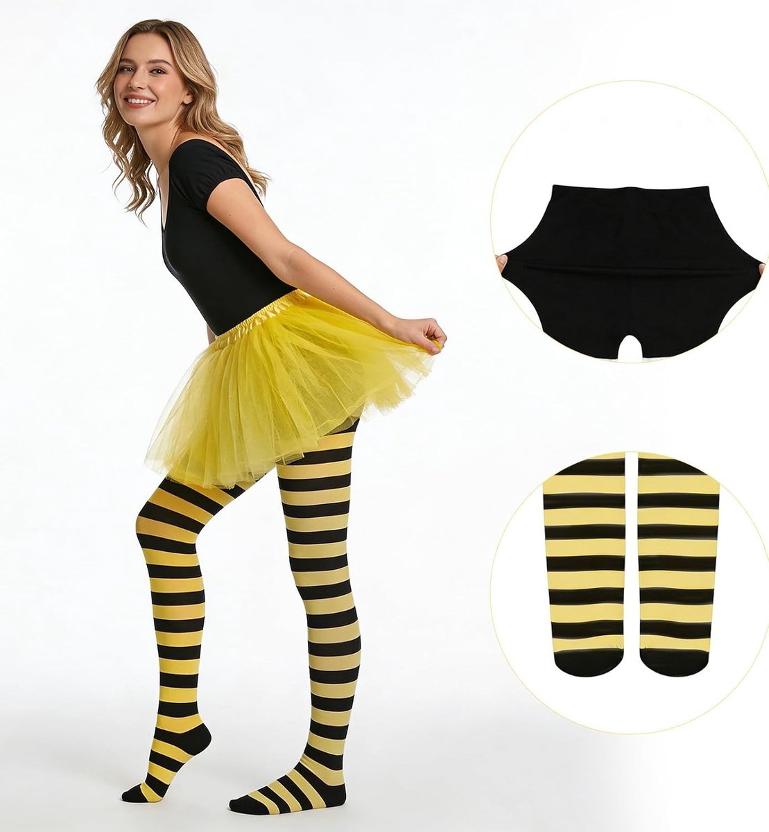 Gestreepte Panty Kousen voor Dames, Opaque Strumpfhosen voor Carnaval, Halloween en Themafeesten (3863989779513)