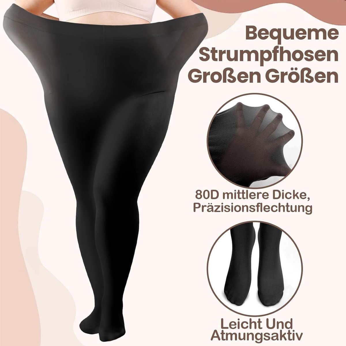 Plus Size Dames Panty's 80 Denier Semi-Transparant Hoge Taille Comfortabele Strakke Leggings voor Curvy Vrouwen (3300468448343)