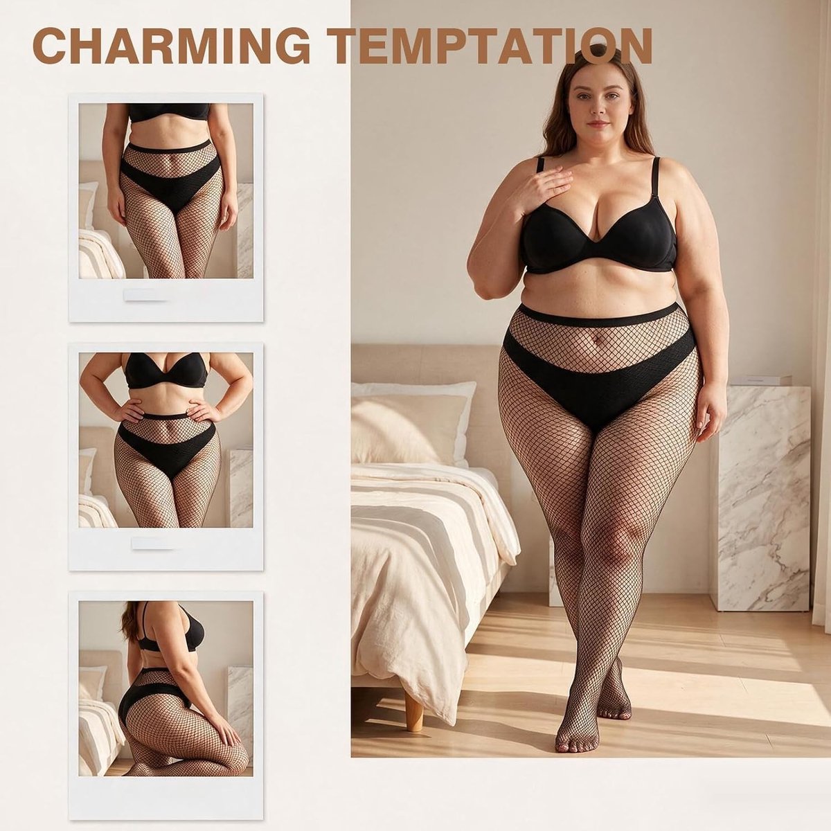 Plus Size Visnet Panty, Grote Maas Leggings voor Comfort en Stijl, Perfect voor Feestjes en Casual Outfits (3578596626807)