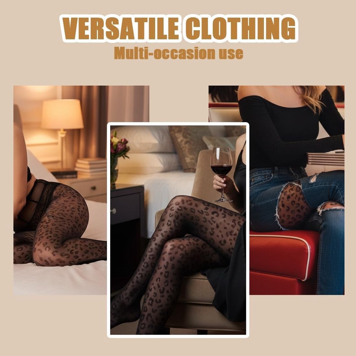 Retro Jacquard Panty met Luipaardpatroon voor Dames - Dunne Zwarte Tights voor Comfort en Stijl (3844319569592)