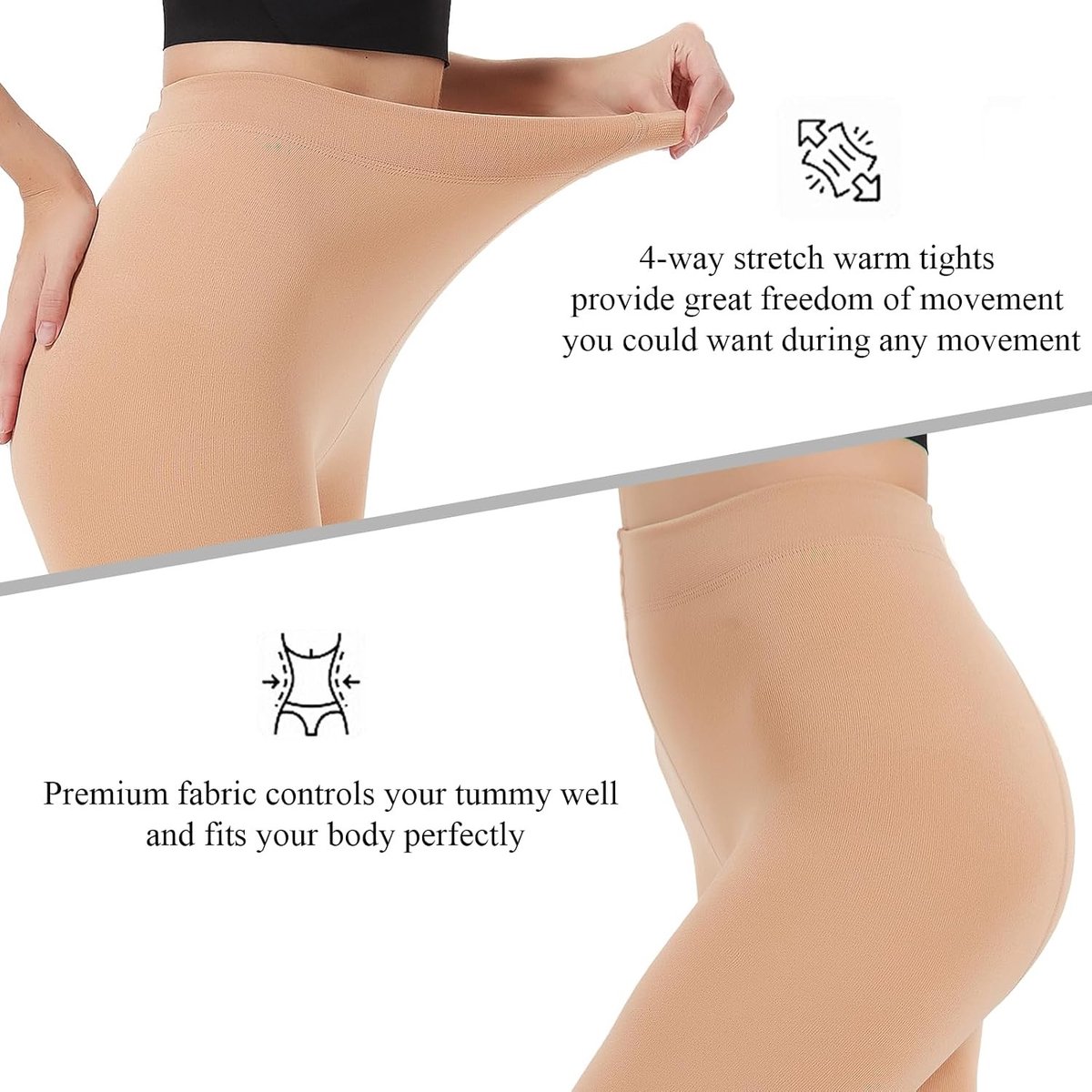 Thermische Panty voor Dames - beige - S-M - Warm en Elastisch - Voor Koude Dagen (6032048343348)