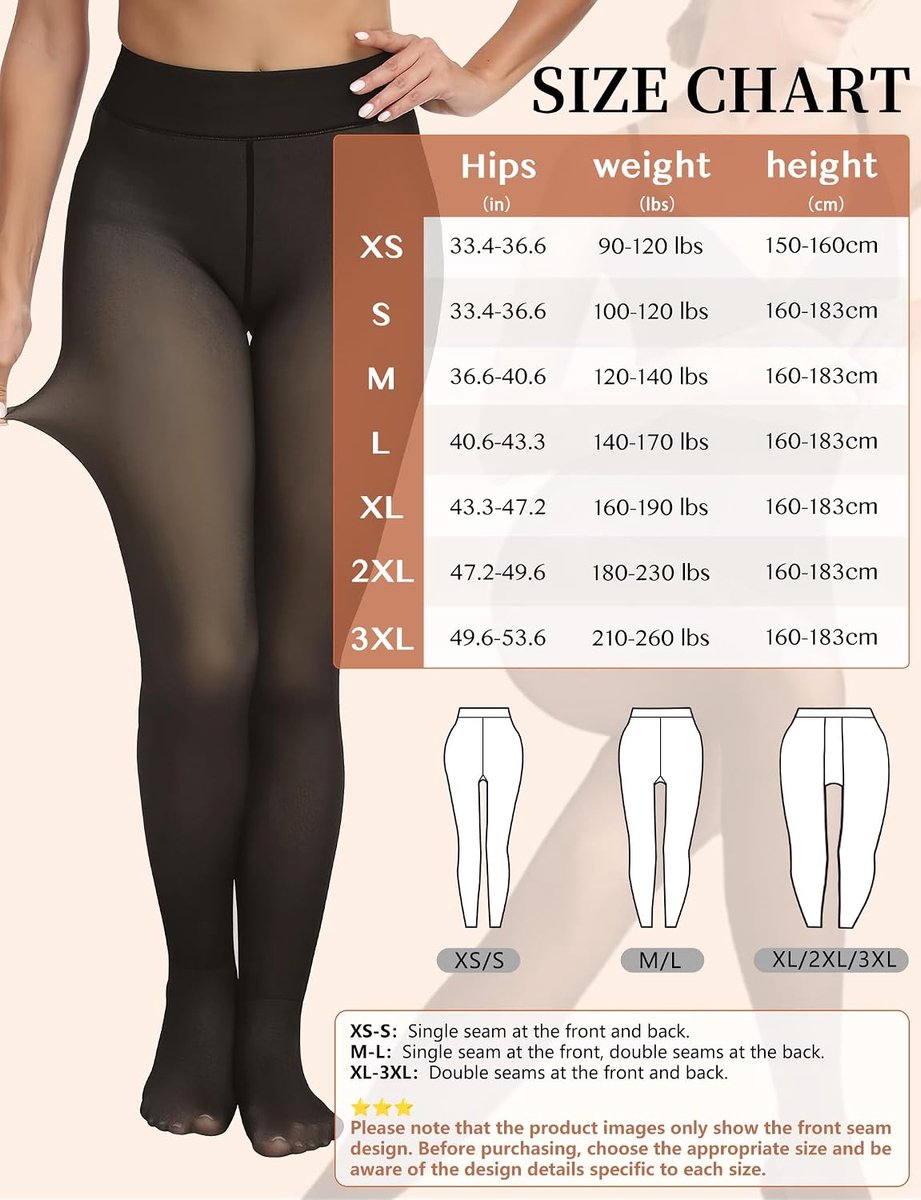 Thermo-panty voor dames, winter, gevoerde panty, nep, transparant, Beige, warme thermische leggings voor koude dagen (2414043197746)