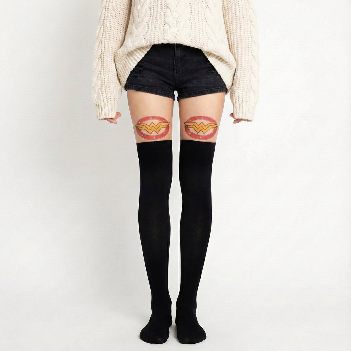 WONDER WOMAN zwart-witte panty (5906599680256)