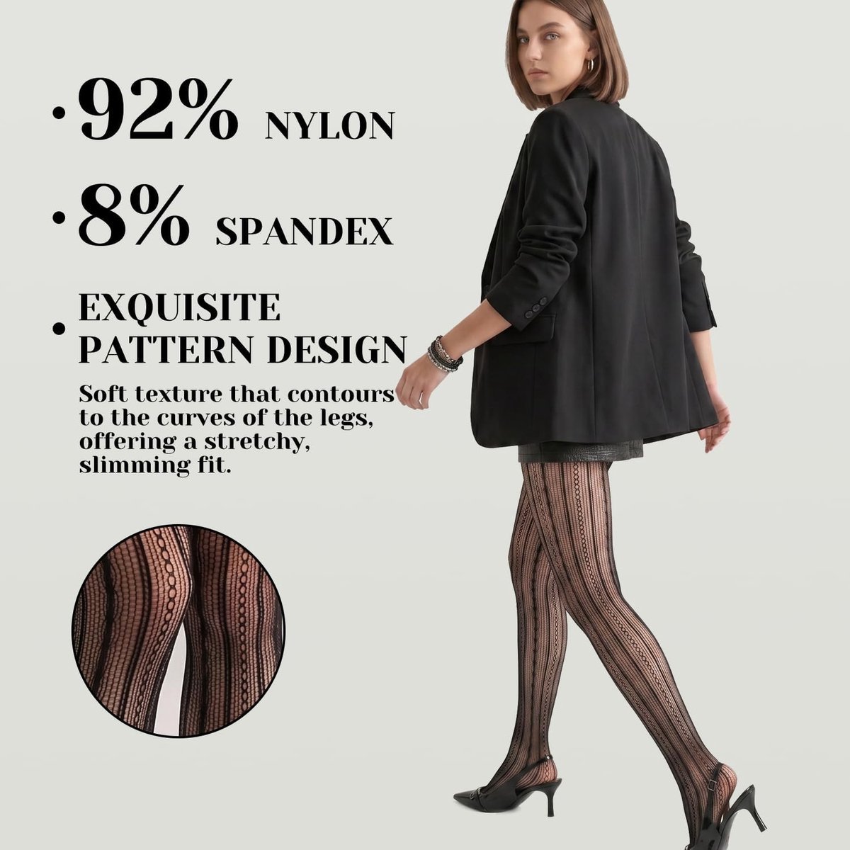 Zwarte Hoge Taille Visnet Panty's met Bloemenprint - 2 Paar Elegante Kousen voor Dames (3125716153462)
