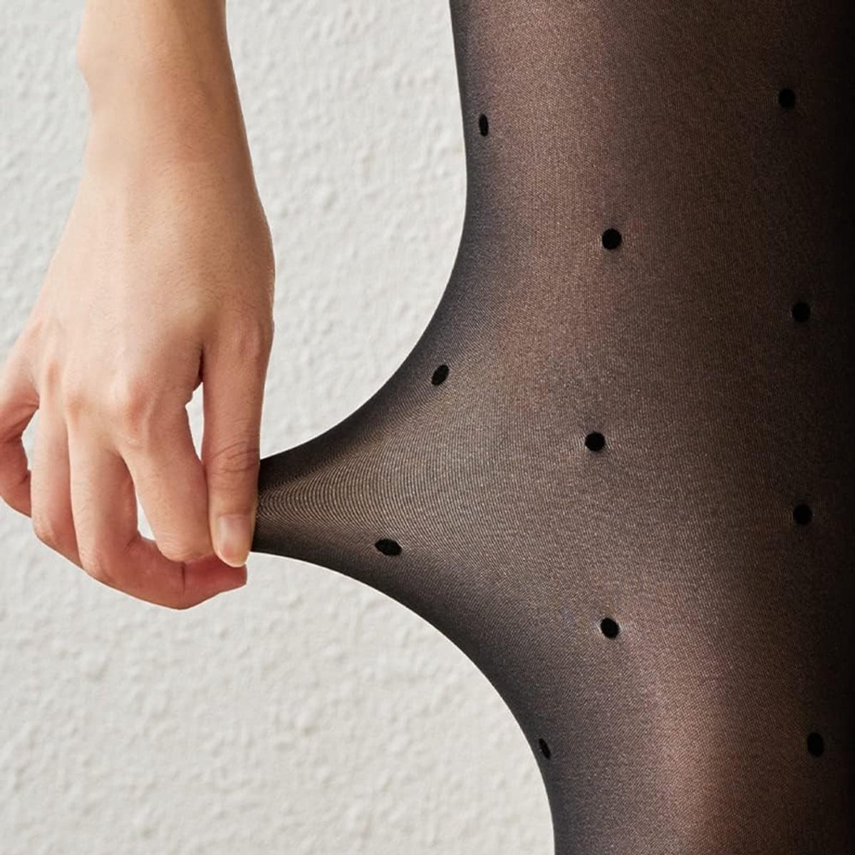Zwarte panty met hartjes en stippen, vlinderprint, nepdoorschijnend, controle top, warme en rekbare shaper-panty voor vrouwen (3355393717415)