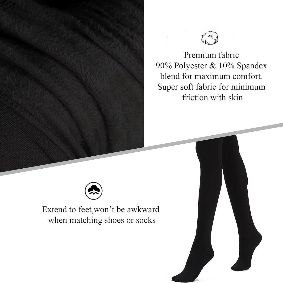 panty voor dames met elastische voering, thermische leggings, warm,zwart,L-XL (2936776338925)