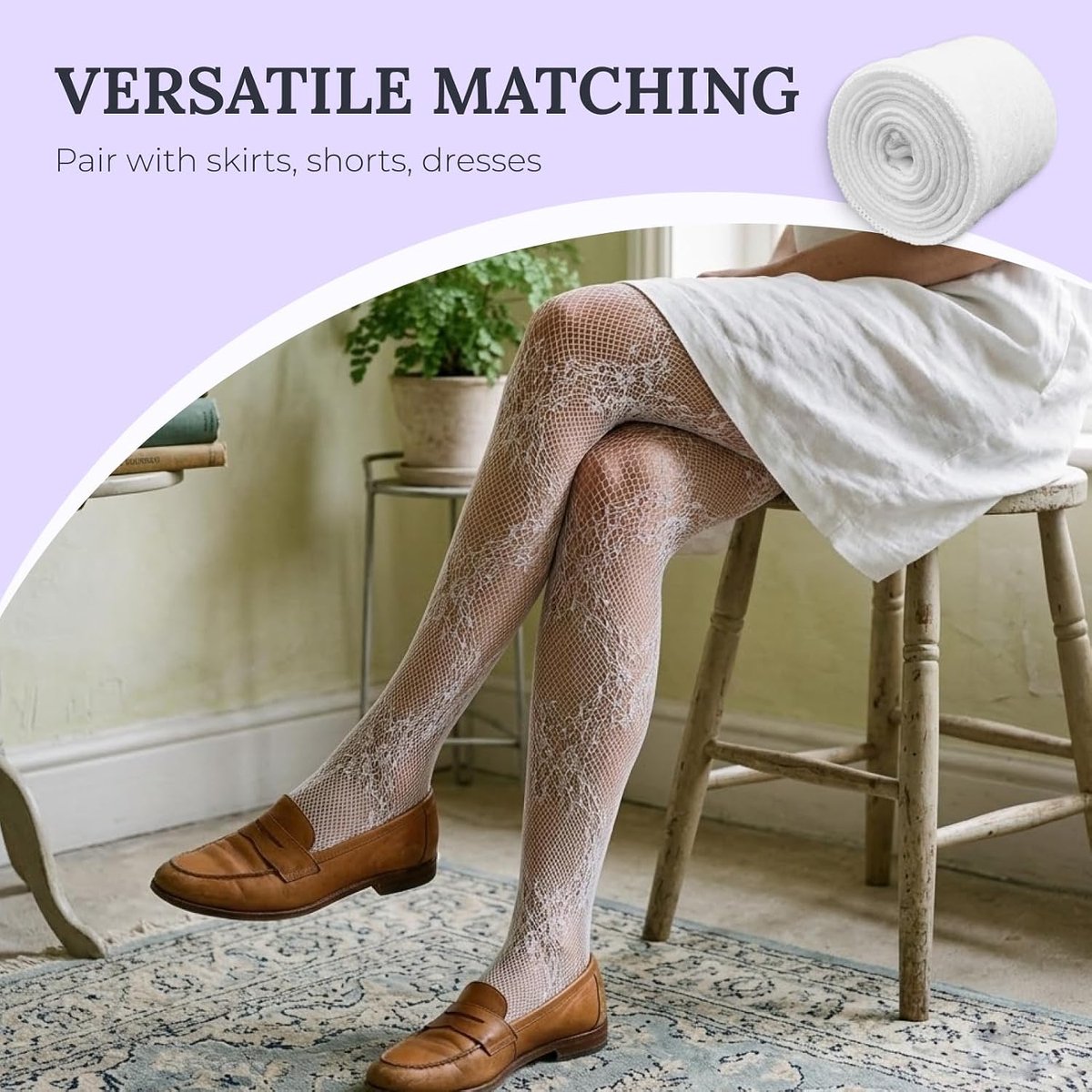 1 Stuk Panty voor Dames, Bloemenkantpatroon, Elastische Panty met Bloemen-Netdesign voor Dagelijks, Feest en Foto's (2440204130208)