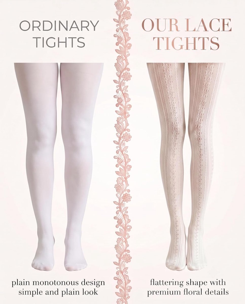 1 paar melkwitte panty van kant, hoge taille, elastisch met gatenpatroon, vintage retrodesign, ideaal voor elegante looks, geraffineerde outfits en speciale gelegenheden (2200467181740)