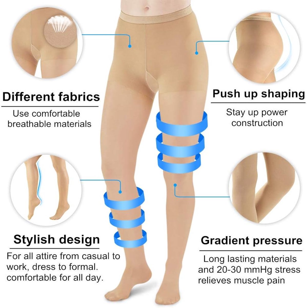 2 paar compressie panty 20-30 mmHg gesloten teen ondoorzichtig gegradueerde ondersteuning slang kous voor vrouwen verlichten spataderen (2902732676646)