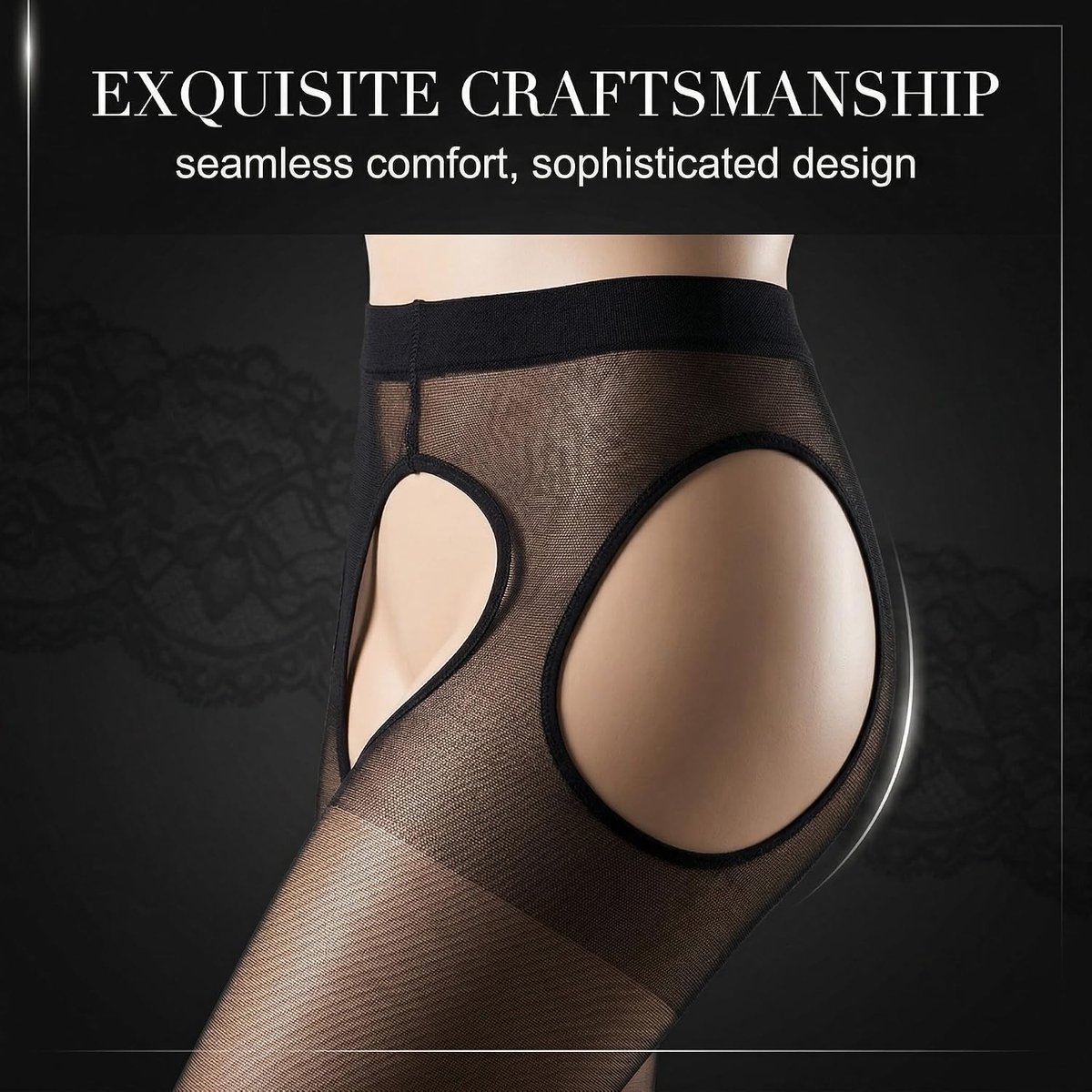 2 paar netkousen voor dames, sexy zwarte panty met hoge taille, met geïntegreerde kousenband, elastische panty, eenheidsmaat, voor feest en ondergoed, zacht en robuust (2678627748858)