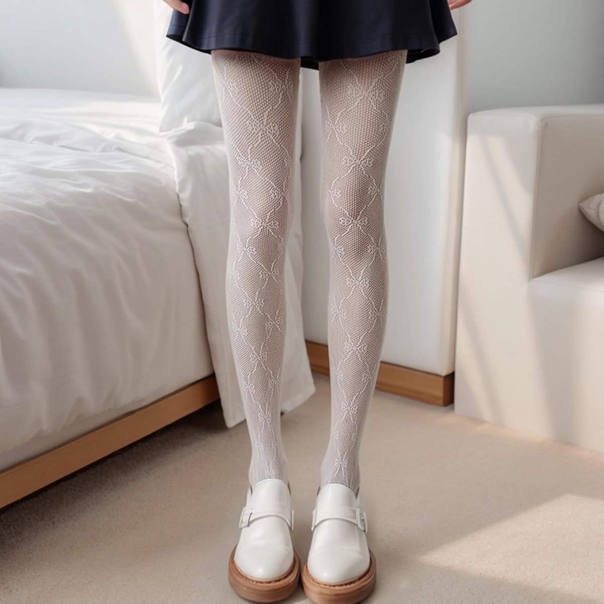 2 stuks dames zwart wit panty strikpatroon visnet sokken dunne kant hoge taille panty sexy charmante mode all-match leggings, zwart-wit, One size (2529886850885)