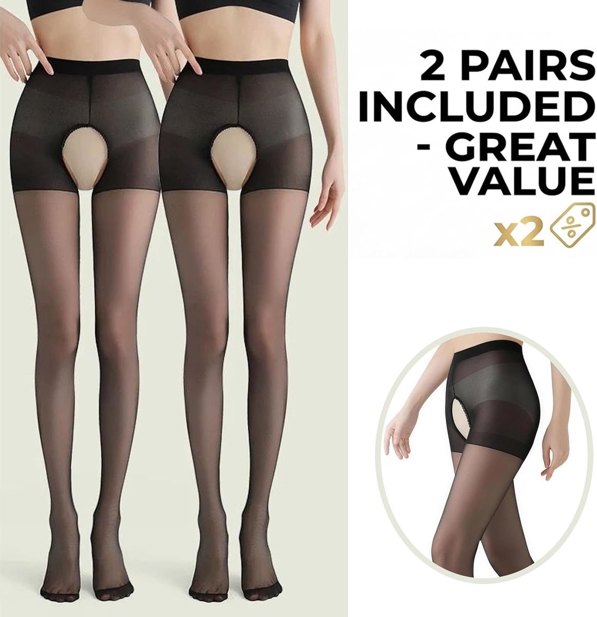 20 Den Ouvert panty voor dames, zwarte panty met open kruis, elastisch voor 40-90 kg, ademend, damespanty met open kruis, voor verleiding, feesten, nachten (2753029621029)