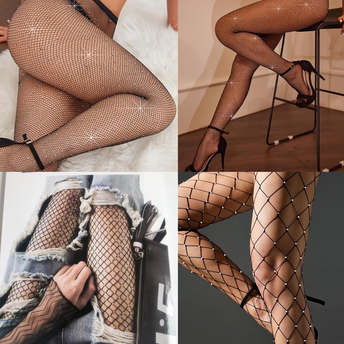 3 paar netkousen met strass voor dames, panty voor dames met strass, glinsterende netkousen voor dames (2603380677749)
