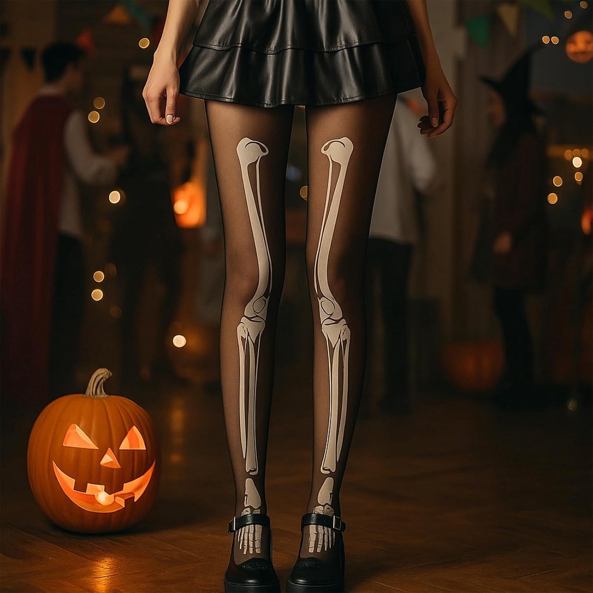 Glow-in-the-dark panty voor dames, skeletkous voor volwassenen, panty, Halloween, leggings, skelet, kostuum, geschikt voor Halloween, carnaval, themafeesten (2563160498158)