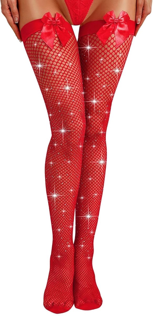 Hold-up kousen voor vrouwen visnet panty's bretels met strik (2079351461097)