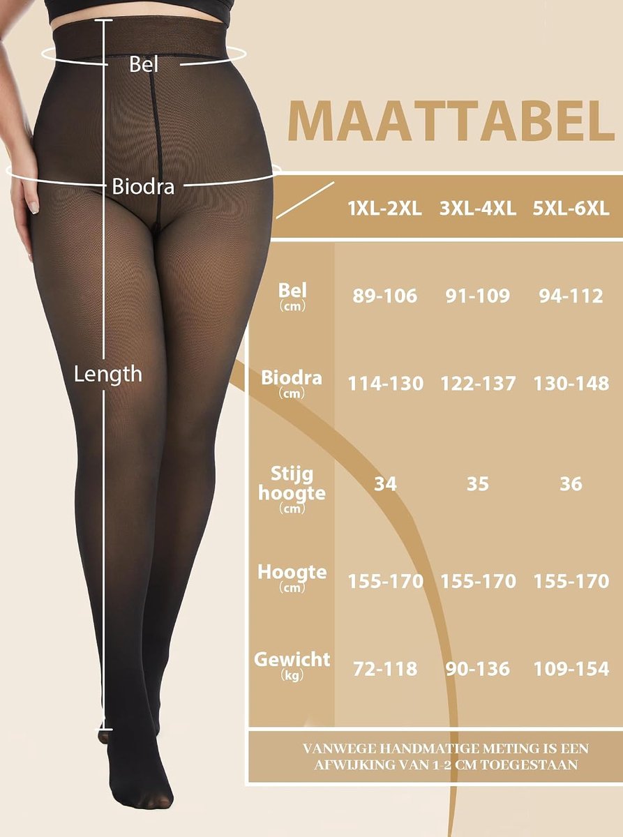 Panty Dames Winter: Thermolegging met fleecevoering, plus size, nepdoorzichtig, dik en warm, pluche panty met stretch voor curvy vrouwen en zwangeren, geschikt voor rokken en jurken (2175993943448)