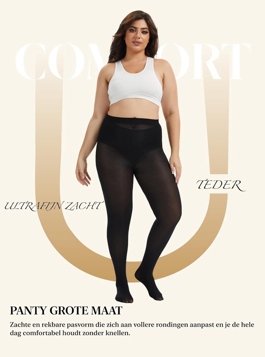 Panty Grote Maten voor Dames: Opaque Hoge Taille Kousen Panty met Elasticiteit Zacht Gevoel en Duurzame Kwaliteit XL-6XL (2043119055279)