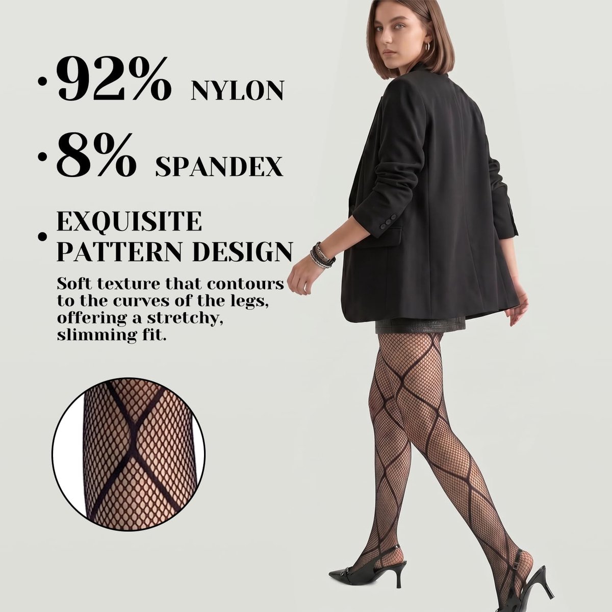 Panty kousen voor dames, 2 paar kanten netpanty's met bloemenpatroon, zwart (2742198916869)