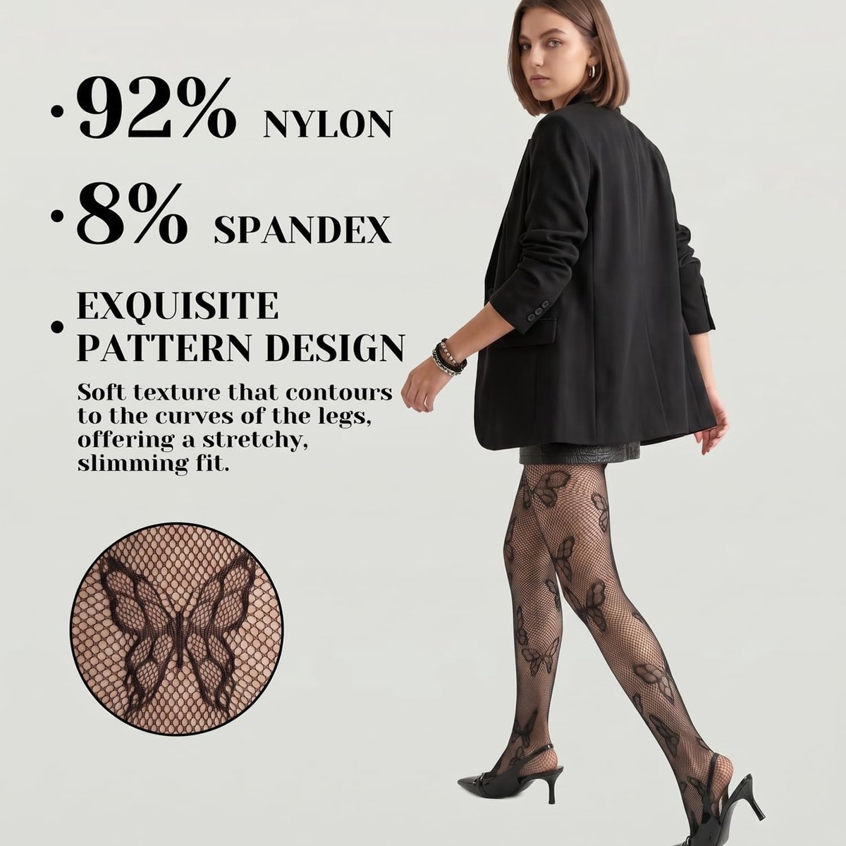 Panty voor Dames 2 Paar - Hoge Taille Mesh Netpanty's (Zwart, Eén Maat) (2816323729867)