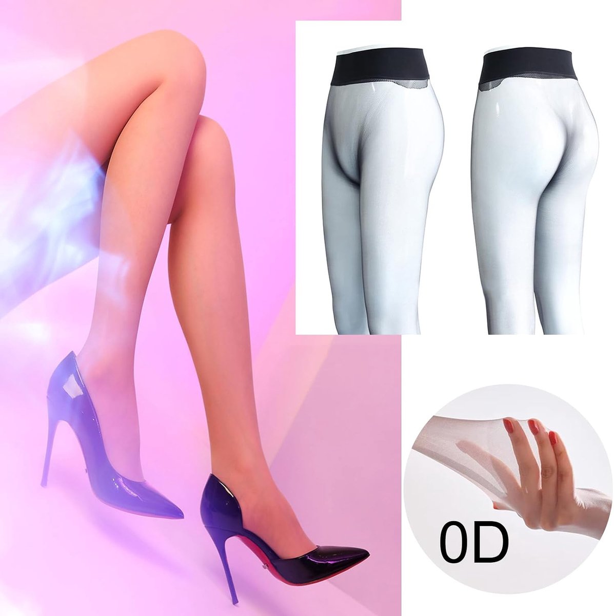 Panty voor dames, 0D, hoge taille, vormende sokken voor dames (2365645299423)