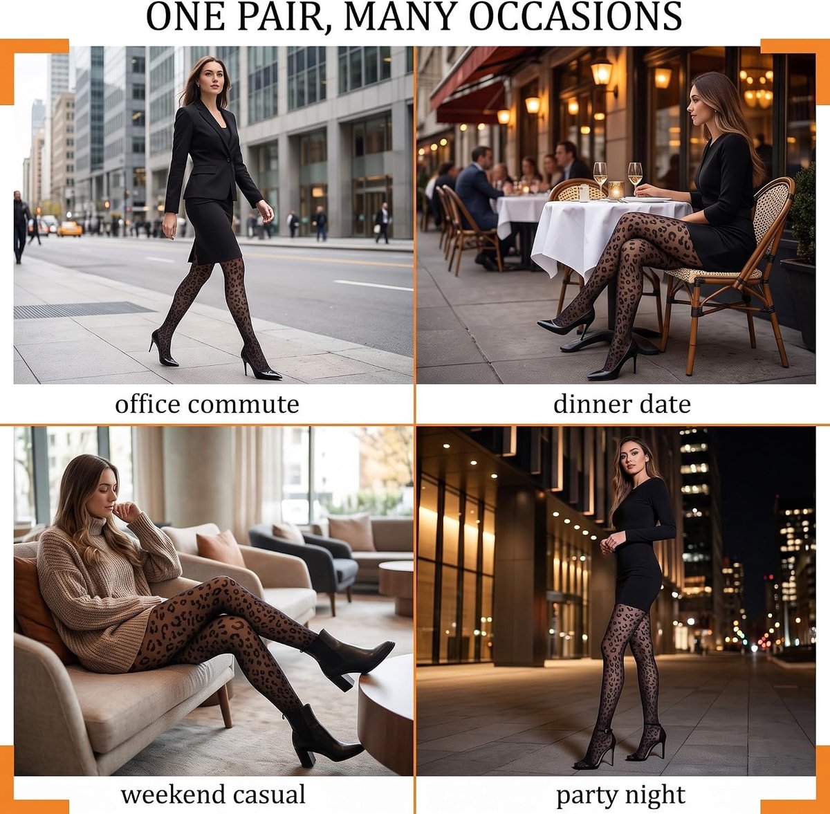 Panty voor dames, 1 stuk, luipaardpatroon, zwart, eenheidsmaat, transparante luipaardlook, elastisch, zacht kousenmateriaal, voor jurk, rok, party, carnaval en dagelijks gebruik (2233415077468)