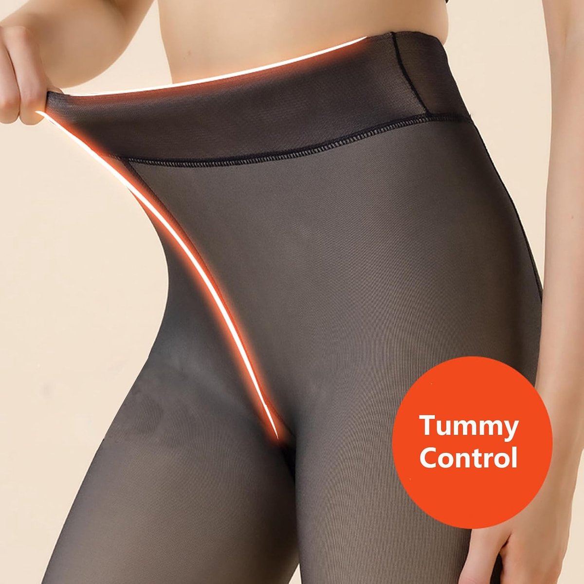 Panty voor dames, dikke fleece gevoerde panty, sexy nep-doorschijnende pluche kousen, hoog getailleerde winterwarme legging, pantybroek, verjaardag, kerstcadeau, zwart, One Size (2643132689682)