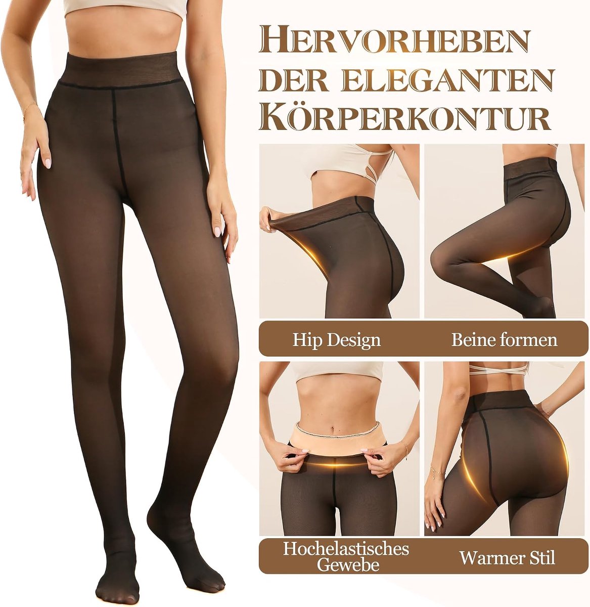 Panty voor dames, fleece panty voor dames, winter, gevoerde panty (2594350639785)