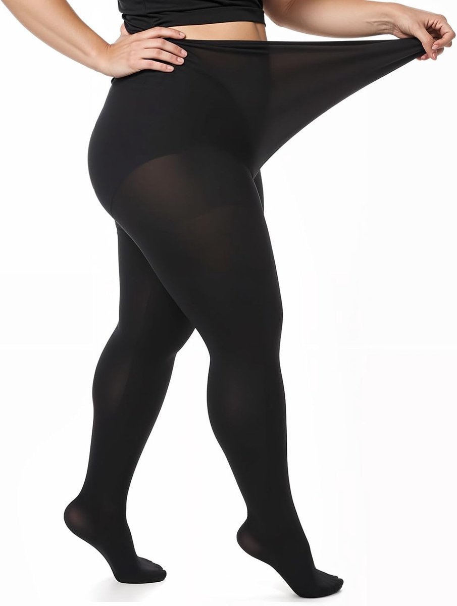Panty voor dames, grote maten, 70D, elastisch, hoge tailleband, semi-ondoorzichtig, zwart, scheurvast, elastische taille, duurzaam, fijne panty taille (3XL, zwart, zwart) (2837250506017)