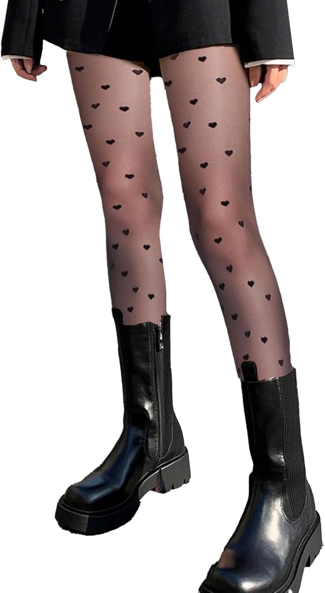Panty voor dames, hart, panty met glitterpatroon, vintage, damespanty voor Halloween Kerstmis (2830549581757)