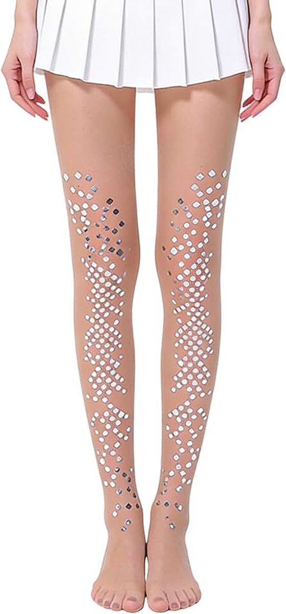 Panty voor dames, huidskleur, pailletten, glitter, kousen, fijne panty met visschubben voor carnaval (2888364932971)
