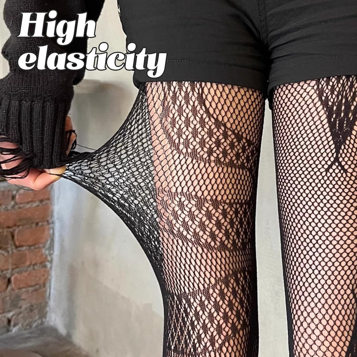 Panty voor dames, met patroon, slangenpanty, zwarte visnetpanty, sexy netkousen, gothic panty, dijbeenhoge zwarte sokken, kanten leggings, panty (2870845719812)