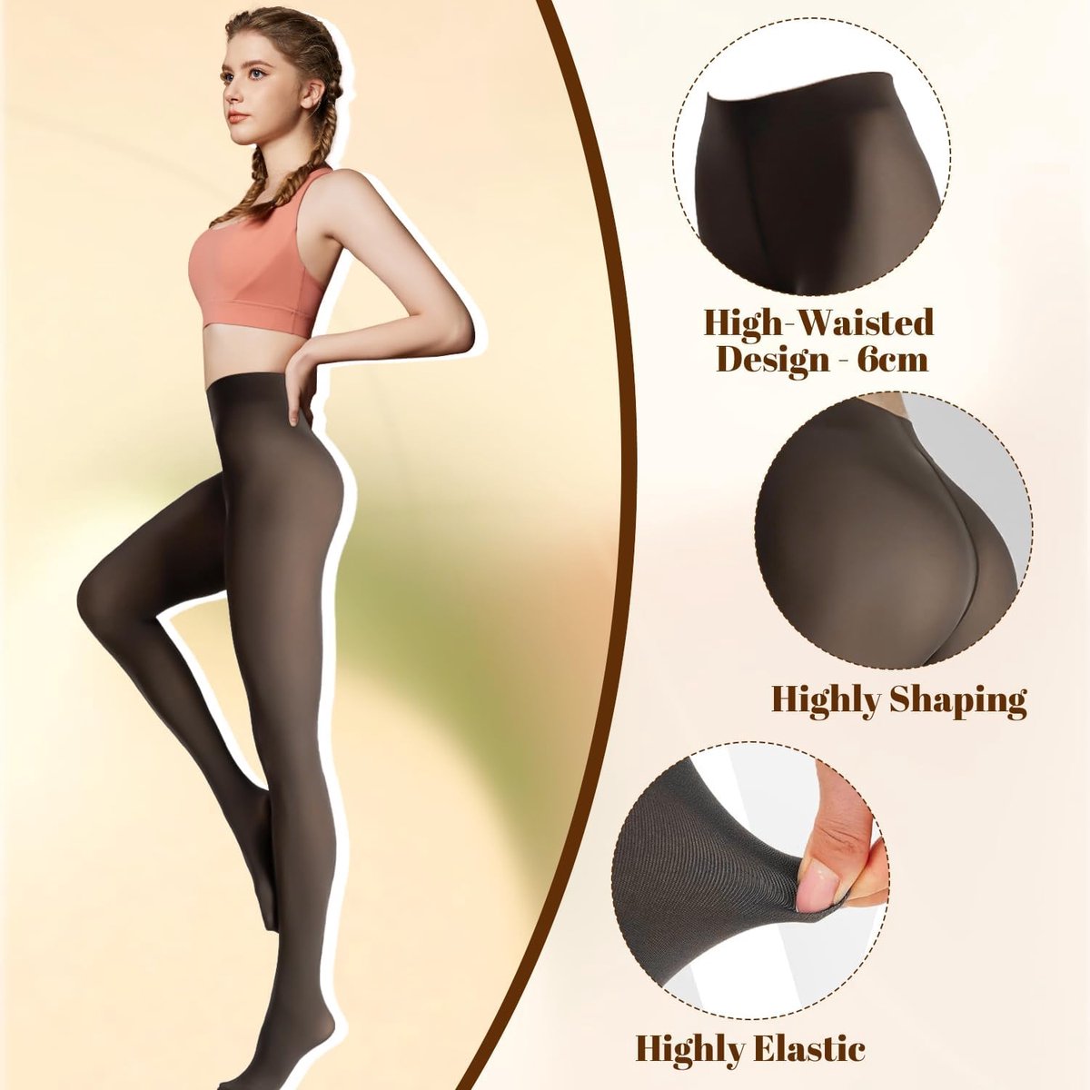 Panty voor dames, warme, dikke thermische panty met een transparante look voor de winter (2708319481005)