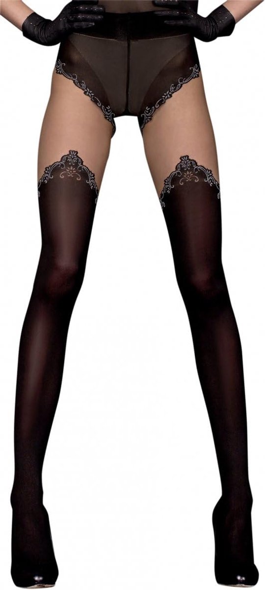 Panty, zwart-grijs, 20/50 denier, jarretellook (2155920314350)