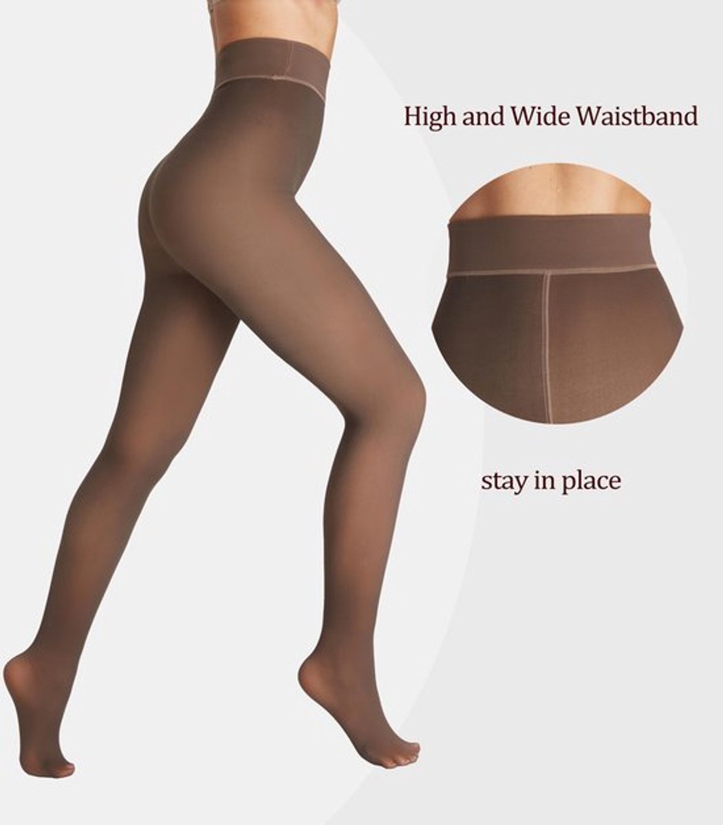 Panty's Thermo Gevoerd met Fleece - Dikke Panty's - Transparante Panty - Warme Panty Dames - Onzichtbare Kruisnaad - Comfortabele Pasvorm - Thermopanty (3177683624766)