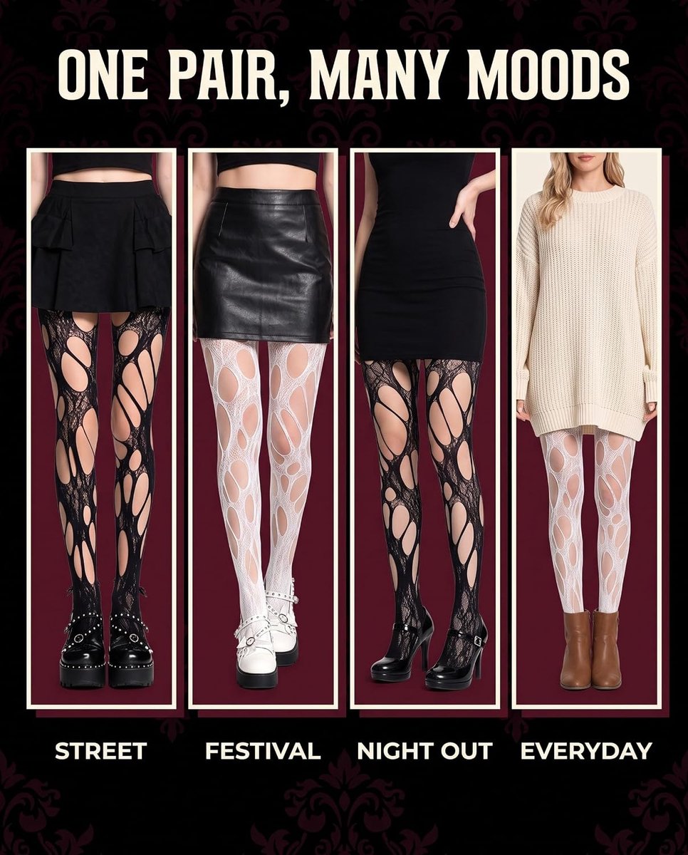 Panty's met opengewerkt design, ademend modeaccessoire voor alternatieve stijl (2234250364386)