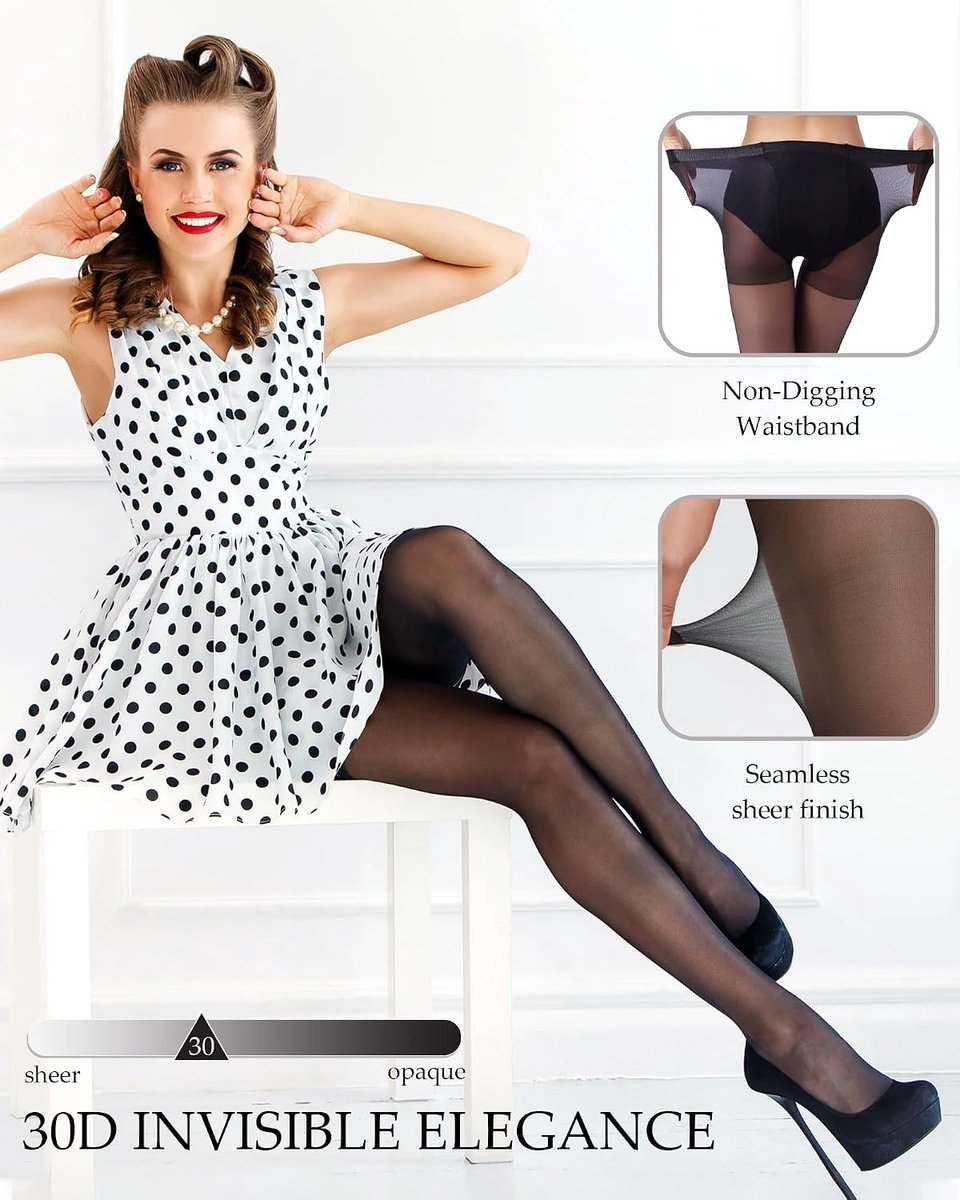 Panty's voor dames, 2 paar, scheurbestendig, fijne panty, zwart (2856143384402)