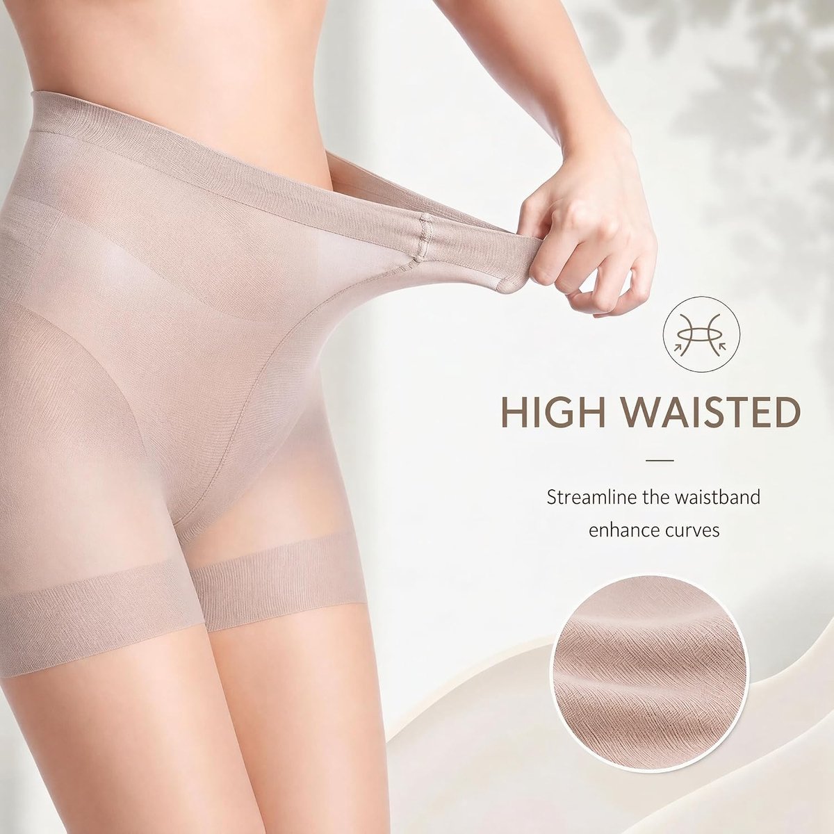 Panty's voor dames, 20 denier, hoge elasticiteit, versterkte kant, zijdematte look (2290233584165)
