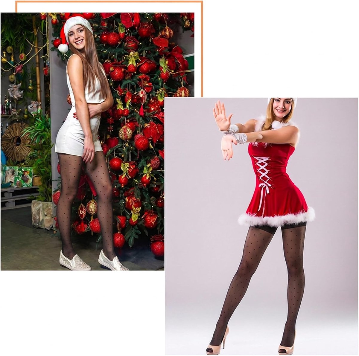 Panty's voor dames, elastische hoge taille, panty's voor dames met stippen, loopmazen, damespanty met patroon (2016308154473)