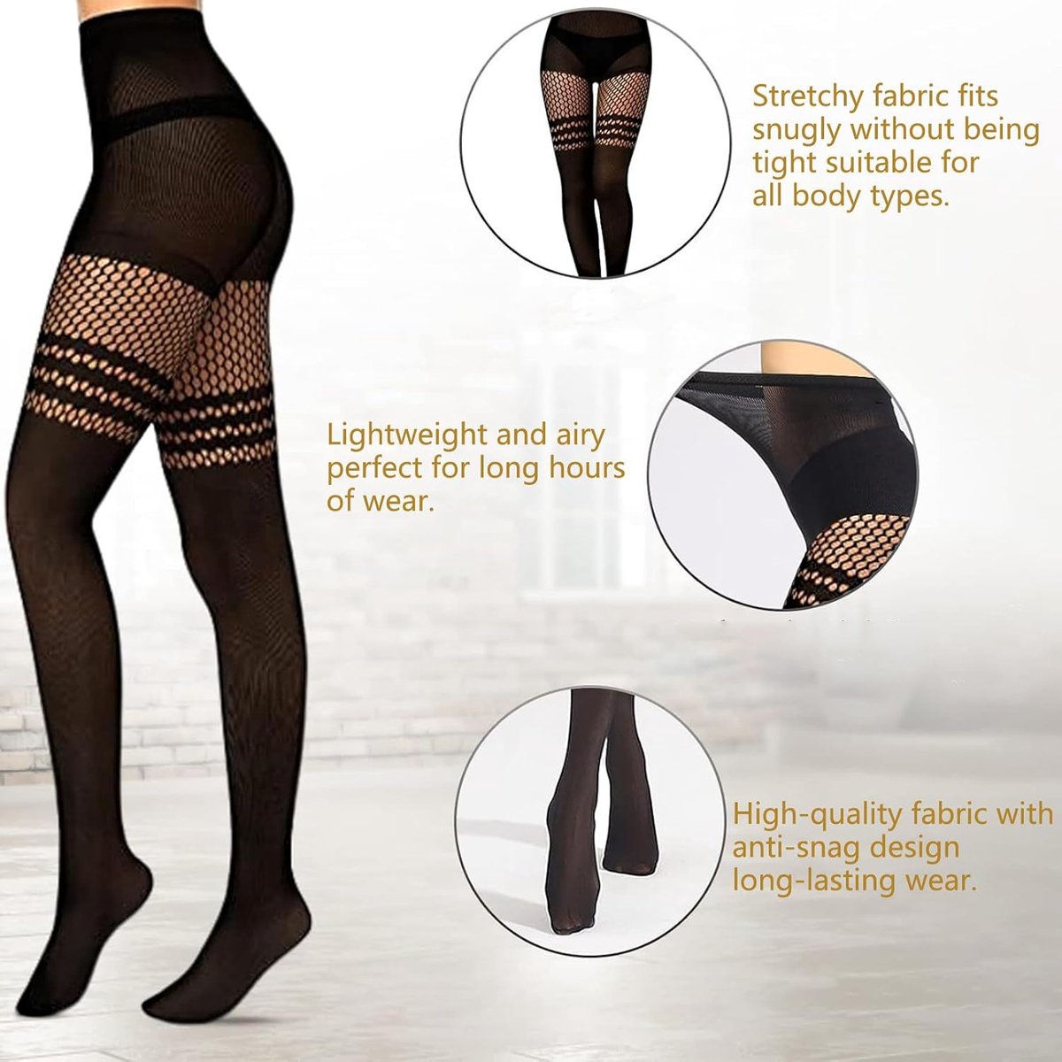 Panty's voor dames, jarretel ondoorzichtige visnetkousen, dames bespuitende dij hoge jarretelkousen, visnetkousen, ondoorzichtige kousen, geschenken voor dames, modieus patroon (zwart) (2142238791225)