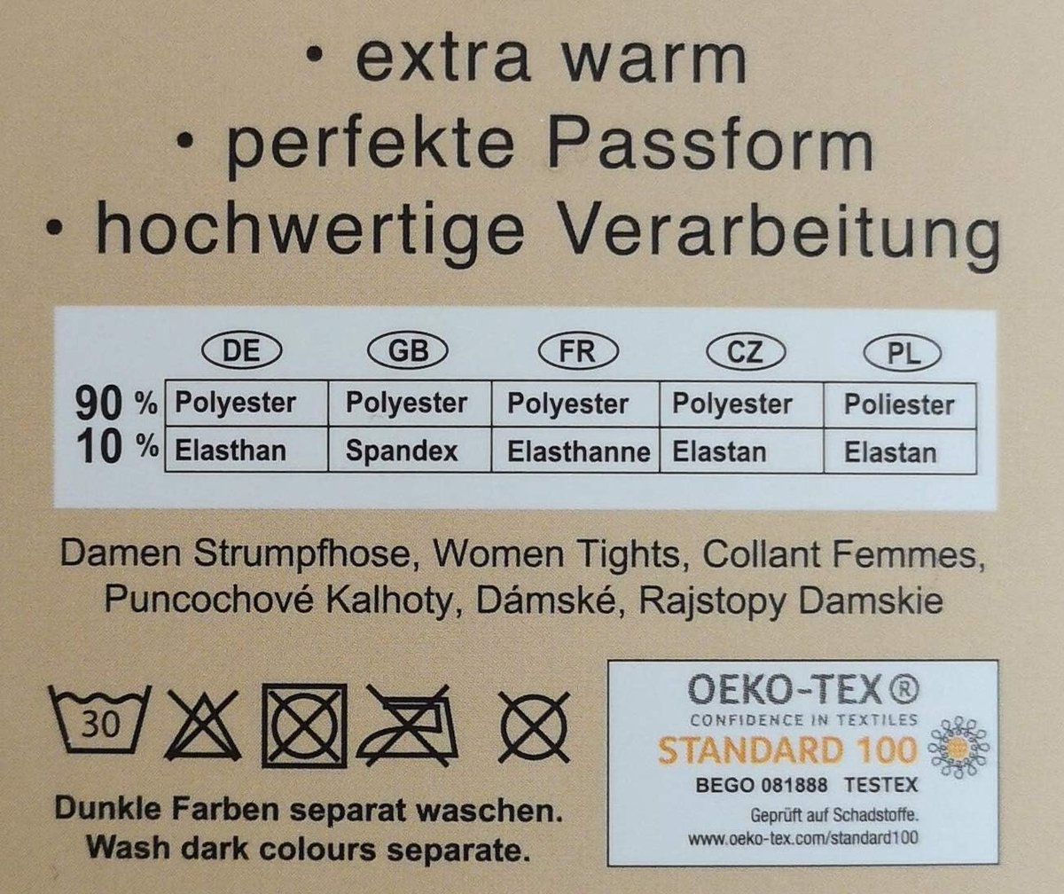 Panty's voor dames met fleece, ondoorzichtig, zwart (2636691251087)