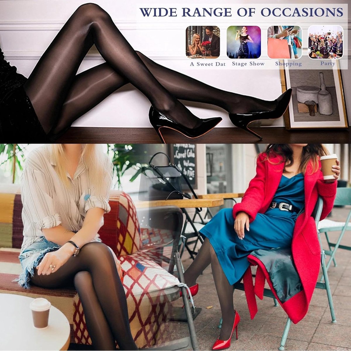 Panty's voor dames, sexy panty, glanzend, transparant, olieachtig, glans, fijne panty, hoge taille, nylon panty, super glanzende panty, 30D (2491870287796)