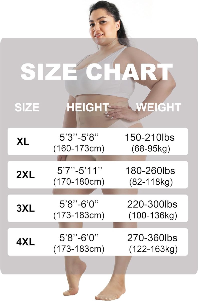 Plus Size Sheer Panty voor Vrouwen, Ultra Dunne Panty Versterkte Tenen Hoge Taille Kousen XL-4XL (2838863864891)