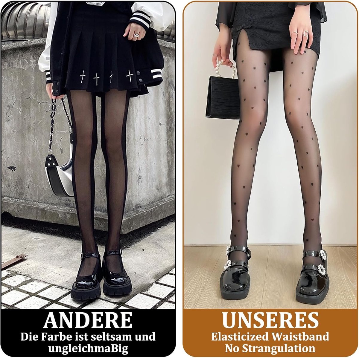 Set van 2 panty voor dames, winter, gevoerd fleece, thermische panty, warme winterleggings, doorschijnend, hoge taille, dikke pantybroek (hart- en vlinderpatroon) (2927201071005)