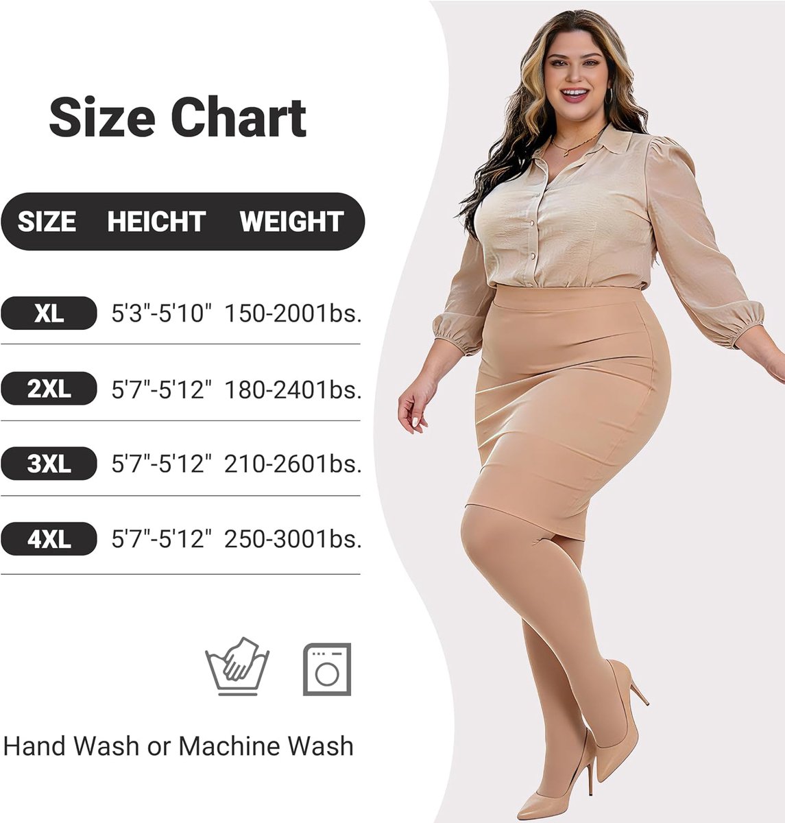 Size Panty voor Vrouwen 80D Semi Ondoorzichtige Kousen Zachte & Elastische Vrouwen Panty 1XL XXL 3XL 4XL (2542493650273)