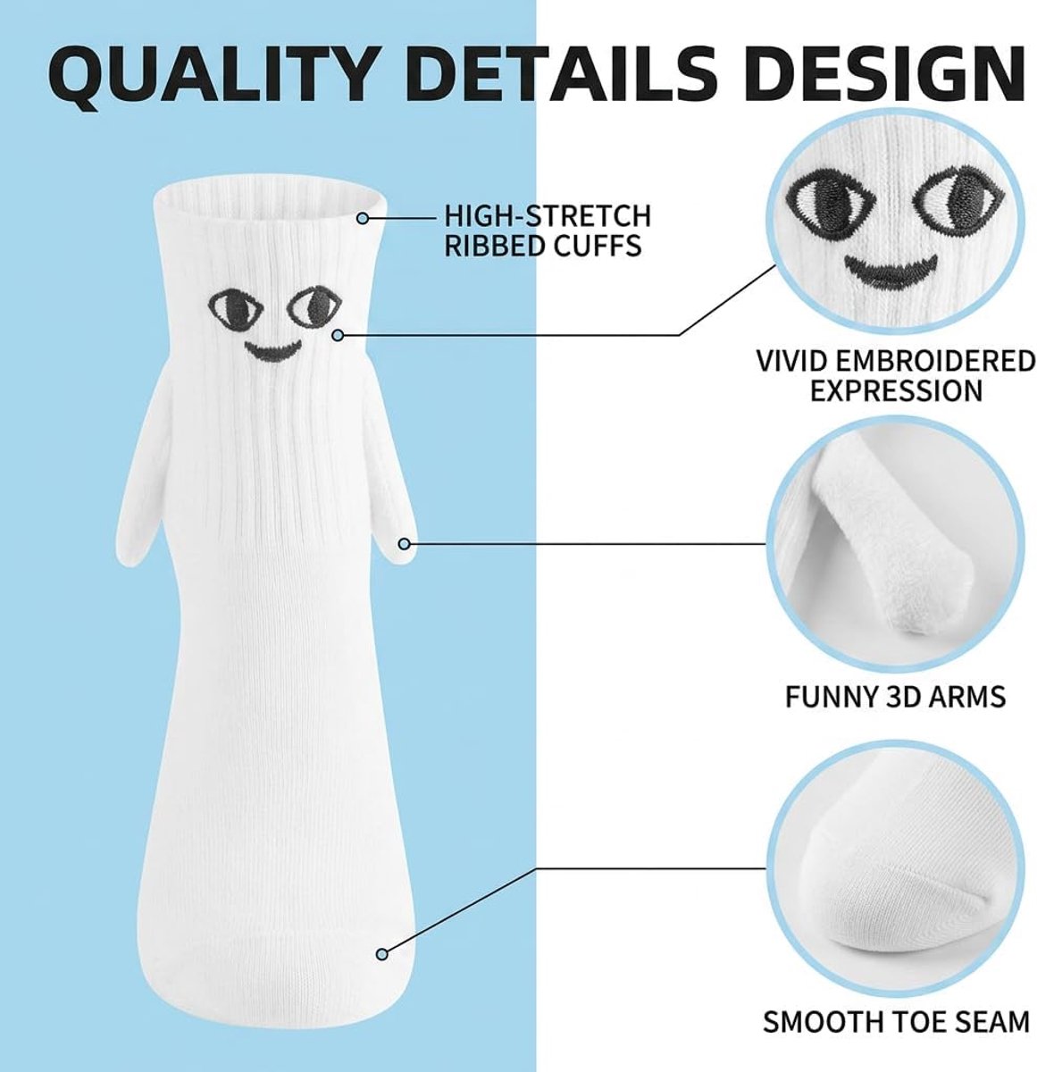 Sokken voor dames, gestreept, zwart en wit, panty, wit, grote sokken, wit, kousen, hoge sokken, heren, hoge meisjes, eenheidsmaat, 2 paar (2772123863494)