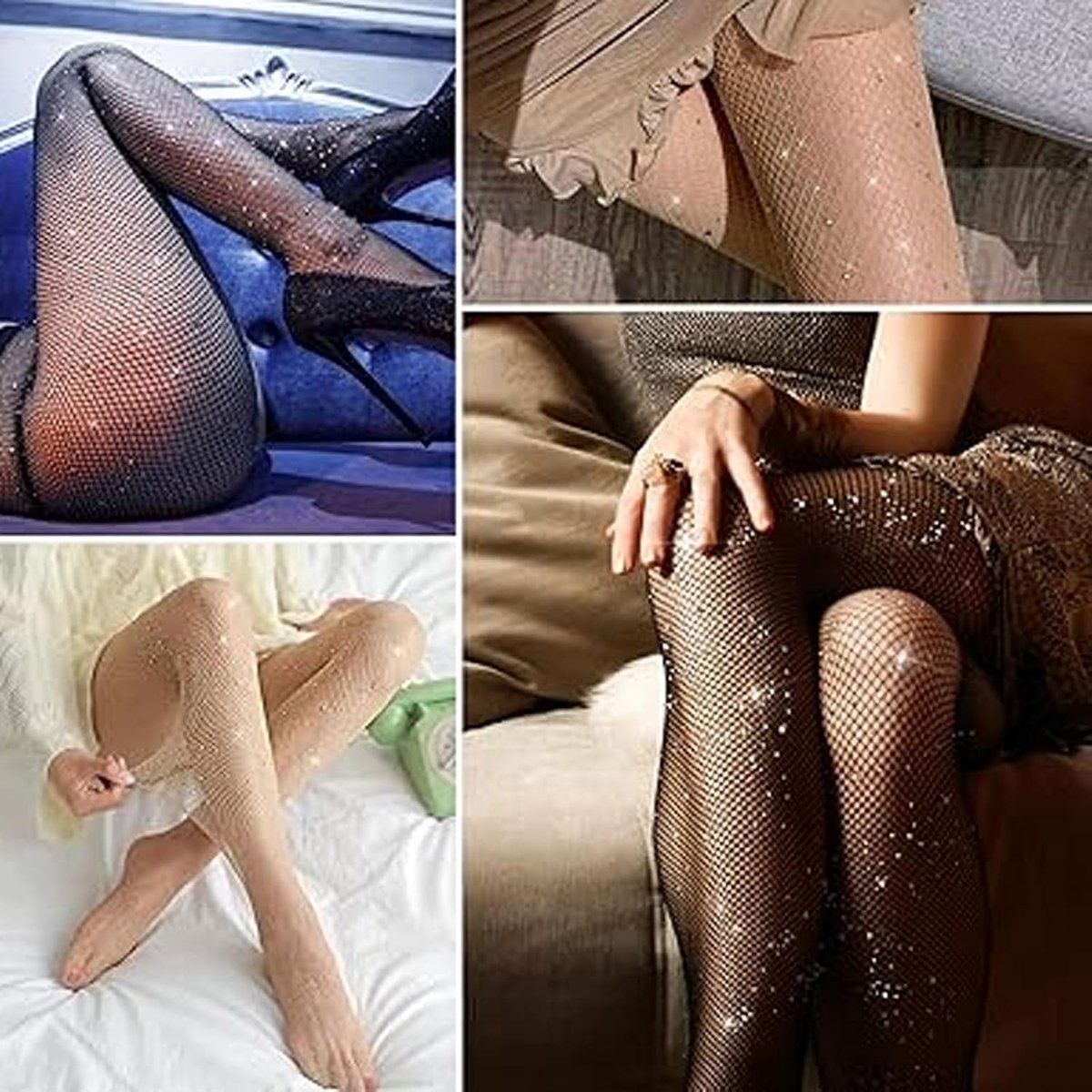 Strass netpanty voor vrouwen, diamanten netkousen, rekbare strass glitter panty, strass mesh panty (2865859175273)