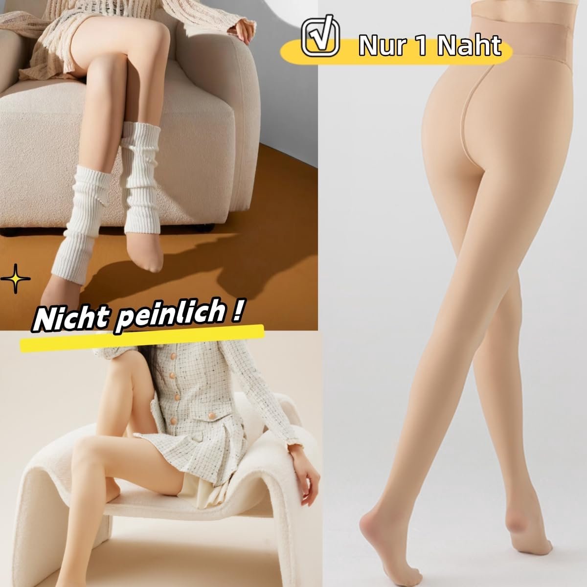 Superzachte winterpanty voor dames, glanzende zwarte thermische panty gevoerd, 1 naadlijn in het kruis, nep transparante panty fleece thermische panty leggings, zwart glanzend (2672216629429)