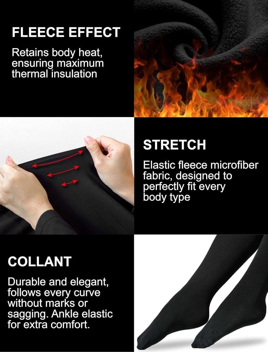 Thermo-panty - Zwart - M-L - Thermische Fleece Legging voor Dames - Voor Vrije Tijd en Activiteiten (5448404390696)